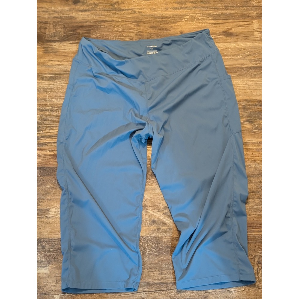 Gradual Womens Blue Activewear Capri Pants Side Pockets 4XL Athletic Yoga Crops